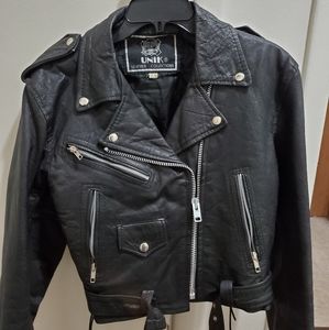Black leather riding jacket